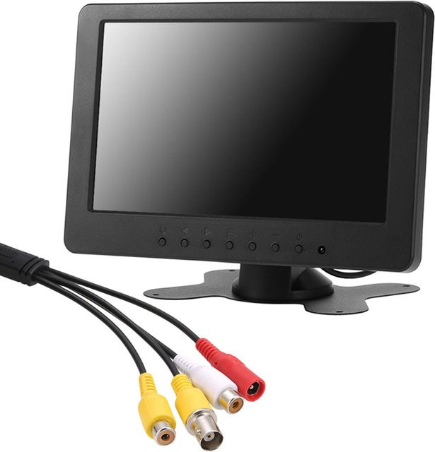 VehicleKit S701 7 Zoll TFT LCD Monitor mit 16:9 Display, 1024 x 600 Auflösung, BNC und AV Video Audio Anschluss in Schwarz - Bild 1