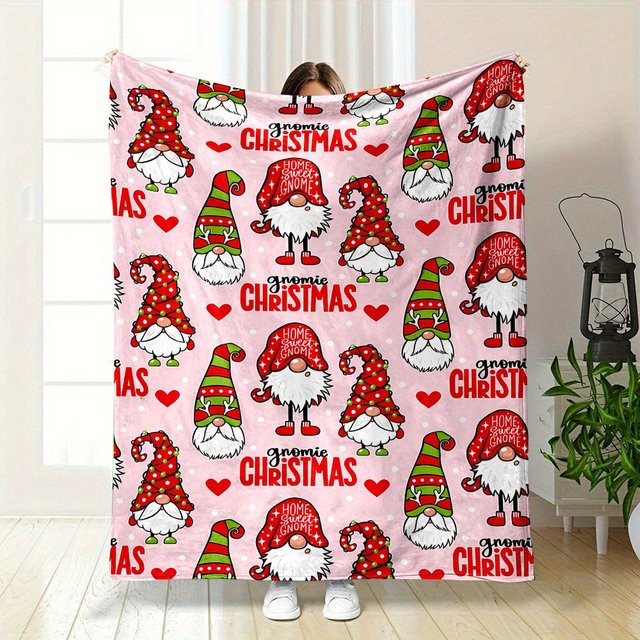 Gemütliche Flanelldecke mit Weihnachtszwerg Motiv aus Polyester für Erwachsene - Bild 1