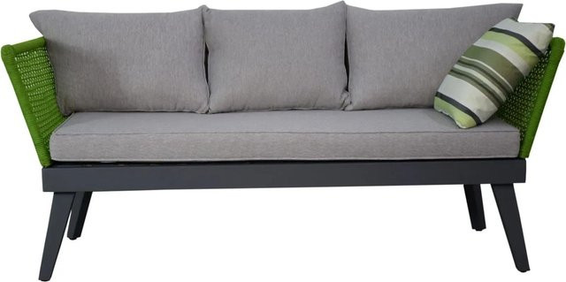 Jet-Line Garten Sofa Cuba in Grau-Anthrazit mit grüner Seilwicklung, B/T/H: 178 x 73 x 73 cm - Bild 1
