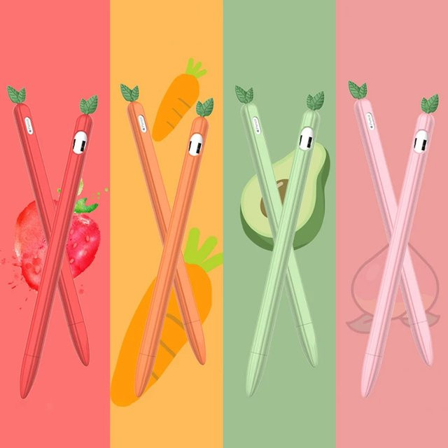 Fudan Silikonhülle mit Pflanzen-Design für Apple Pencil 1. und 2. Generation in Pink - Bild 1