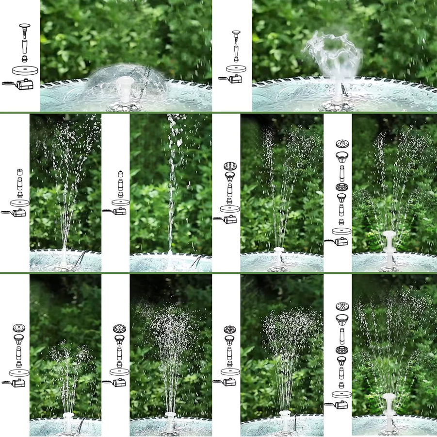 Solar LED Wasserspiel Springbrunnen mit 7W Pumpe und 10 Fontänenstilen für deinen Garten oder Teich - Bild 3