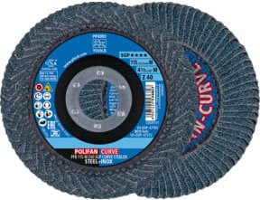 PFERD TOOLS POLIFAN CURVE Fächerscheibe SGP STEELOX für Stahl und Edelstahl, Farbe: Grau, Durchmesser: 115 mm, Bohrung: 22,23 mm - Bild 1
