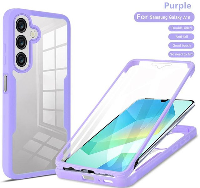 360 Ganzkörperschutzhülle mit Displayschutzfolie für Samsung Galaxy A16 A26 A36 A56 und S25 Ultra in Violett - Bild 1