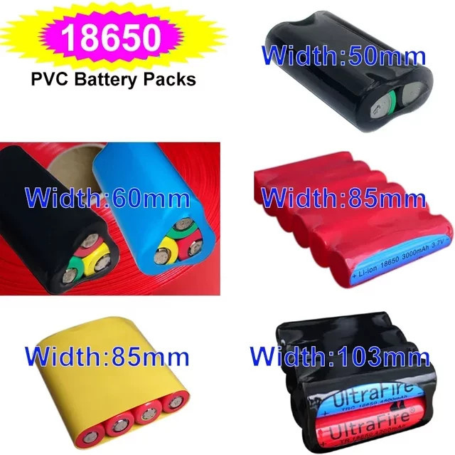 PVC Batterie-Schrumpfschlauch für 18650 Lithium-Akkus, isolierte Kabelhülle in Mehrfarbig, Breite: 50 bis 103 mm - Bild 1