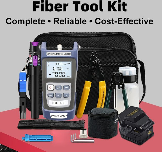 BYXGD FTTH Glasfaser-Werkzeugset mit 6C Cleaver, optischem Leistungsmesser und VFL, Kaltspleißset für SC/LC-Steckverbinder, mehrfarbig - Bild 1