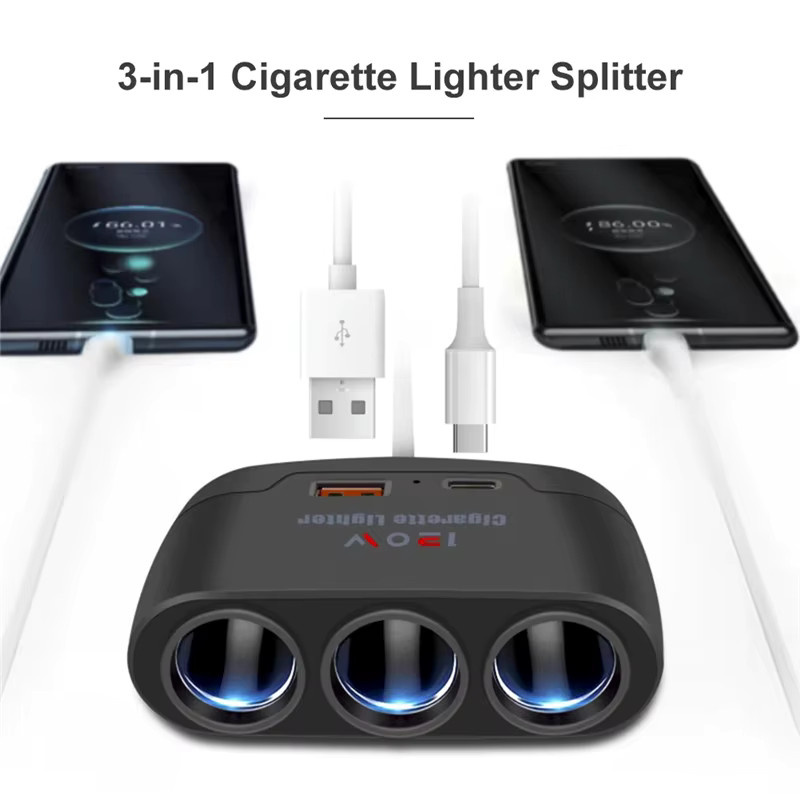 Kebidumei 120W Dual-USB-Auto-Ladegerät mit PD und QC3.0, USB-C Schnellladegerät für 12V und 24V, Schwarz - Bild 2