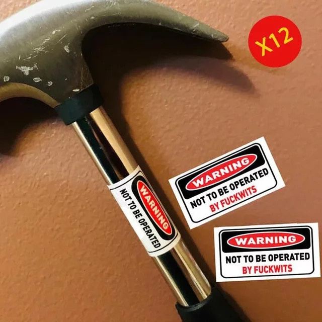 Lustige Aufkleber MIMAYIN DANGER NOT TO BE OPERATED in Weiß B: 30 mm, H: 12 mm, T: 20 mm - Bild 1