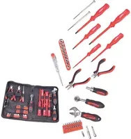BRÜDER MANNESMANN Werkzeugtasche mit 45 Werkzeugen in Schwarz-Rot inklusive Schraubendreher, Steckschlüsseln, Zangen, Schlüsseln und Bits - Bild 1