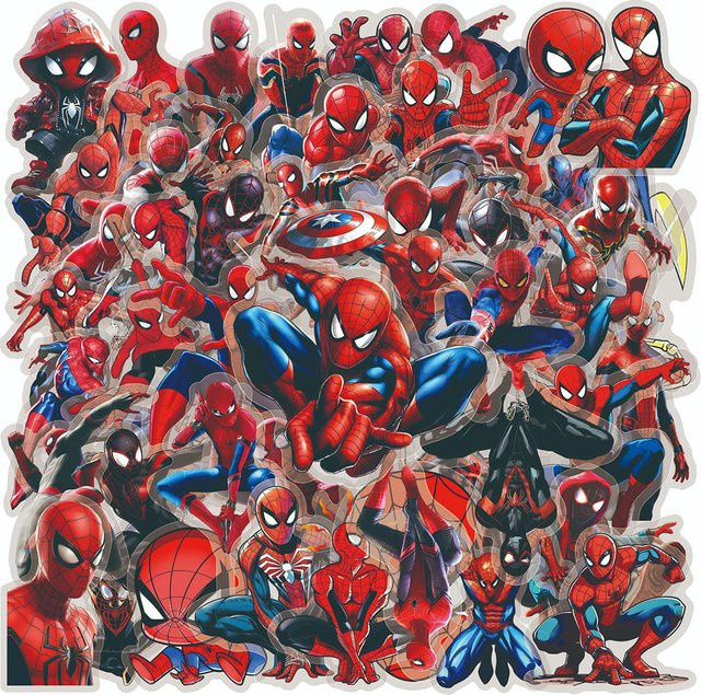 Marvel Spider-Man Cartoon-Aufkleber, transparent, bunt, 10-teiliges Set - Bild 1