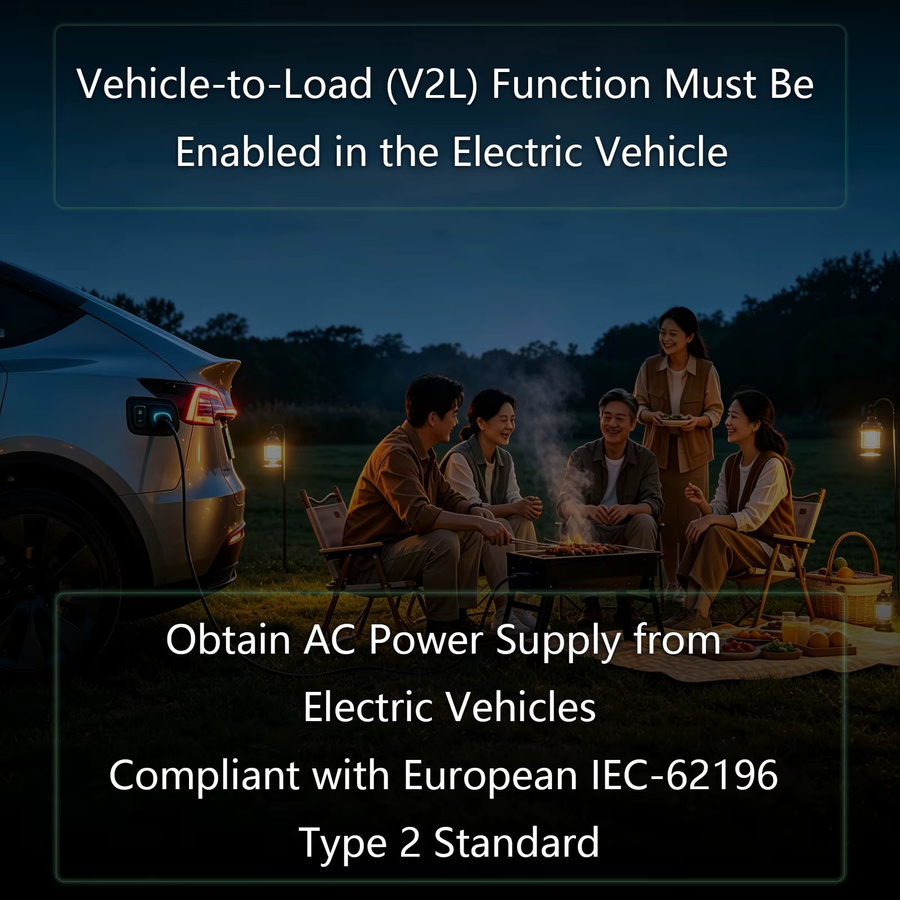 SUSUTOO Typ2 V2L Entladeadapter mit 16A Australischer Steckdose in Schwarz für Elektrofahrzeuge wie BYD, MG, Mazda, Jaecoo, Geely, Deepal, XPENG, Hyundai, Omoda, Leapmotor und GWM Chery - Bild 4