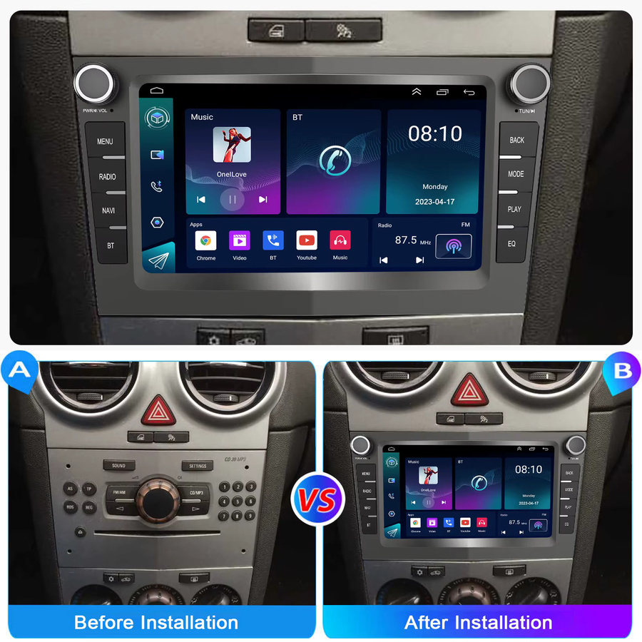 ESSGOO Android 14 Autoradio mit Wireless CarPlay, 4+64G, für Opel Astra Vectra Vauxhall Antara Zafira Corsa C D Vivaro Meriva - Bild 2