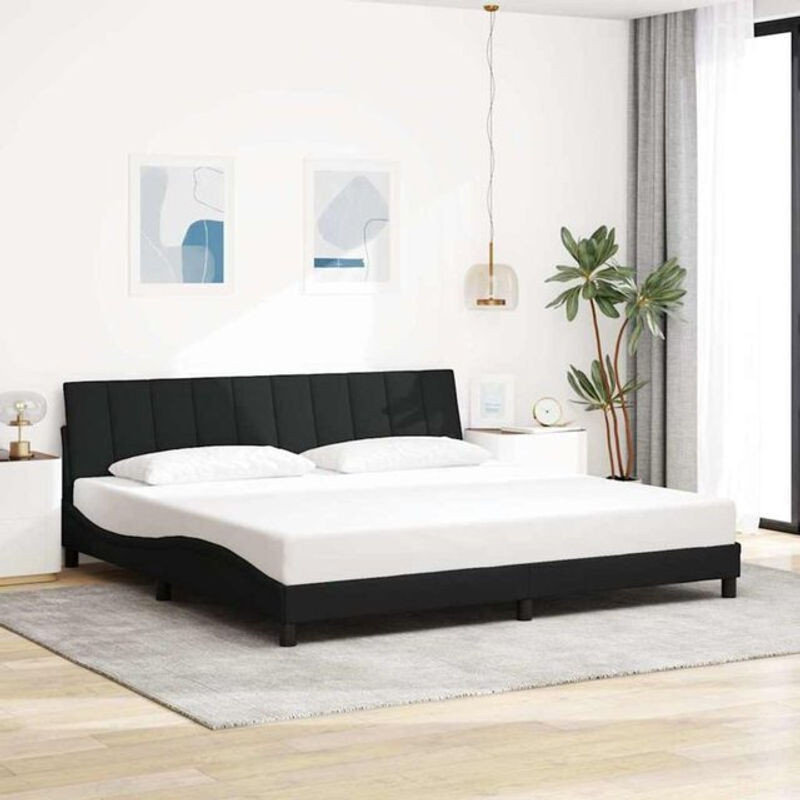 Modernes Polsterbett hanko von Vidaxl in Schwarz aus Metall, Holzwerkstoff und Stoff, B/T: 200 x 200 cm - Bild 1