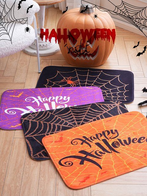 VIKAMA Halloween Willkommens-Fußmatte in Schwarz, weich und rutschfest für Eingangsbereich, Badezimmer oder Toilette - Bild 1