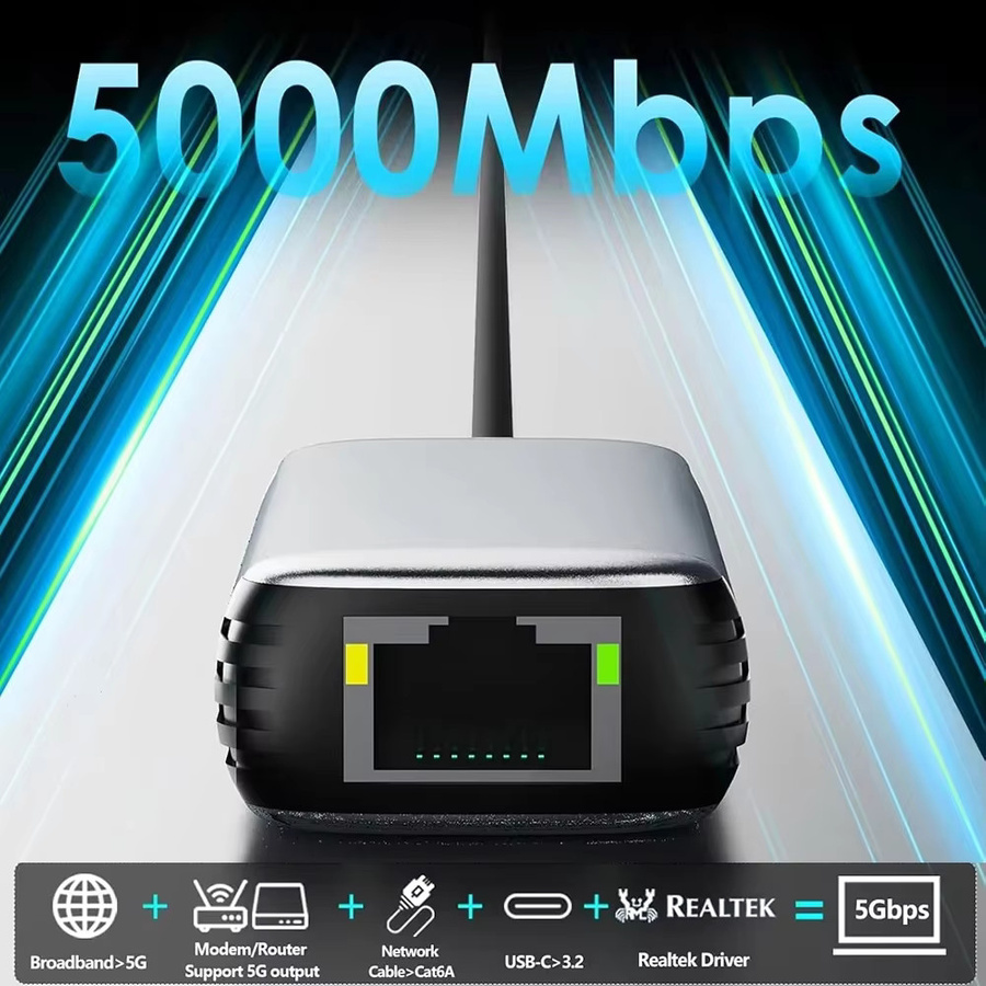 Kebidumei USB-C Ethernet-Adapter mit 5 Gbit/s LAN-Netzwerkkarte für PC und Laptop - Bild 3