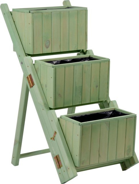 Dobar Ausklappbare Pflanztreppe aus imprägniertem Kiefernholz mit 3 Pflanzkästen in Mintgrün, B/H/T: 41 x 85 x 55 cm - Bild 1