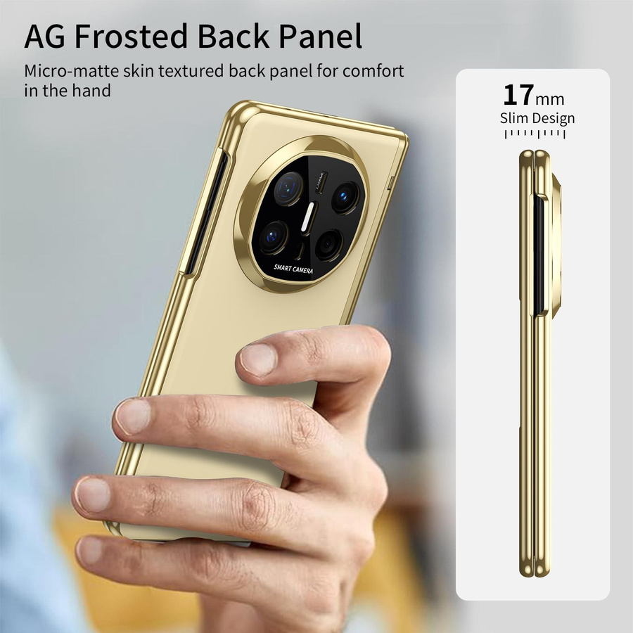 Huawei Mate X6 Schutzhülle mit AG Matt Vakuumbeschichtung und Sturzsicherem Vollschutzglas in Gold - Bild 3