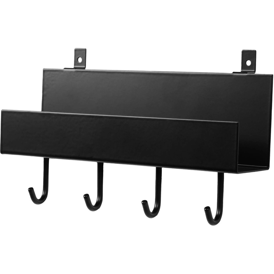 DenPanels Wandregal aus Holz in Schwarz mit 4 Stiften und Schrauben, Breite: 21,5 cm - Bild 2