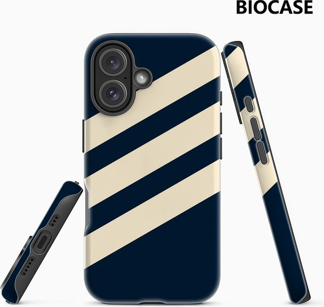 Potdemiel Handyhülle mit diagonalen Streifen in Marineblau für iPhone 17 16 15 14 13 Pro Max Plus, robuste Magnet-Schutzhülle in Einzel- und Doppelschicht-Ausführung - Bild 1