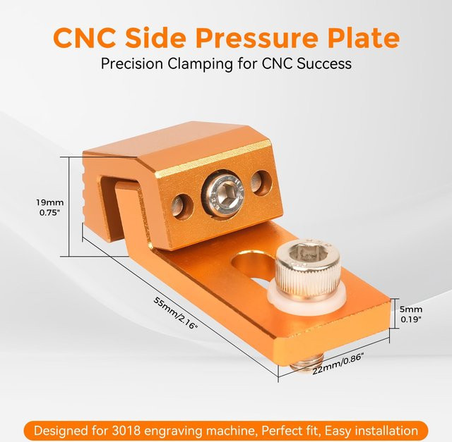 CRONOS CNC-Seitenbefestigungsklemme aus Aluminium für CNC 3018, Präzisions-T-Track-Klemmschraubstock im Tiger Claw Design - Bild 1