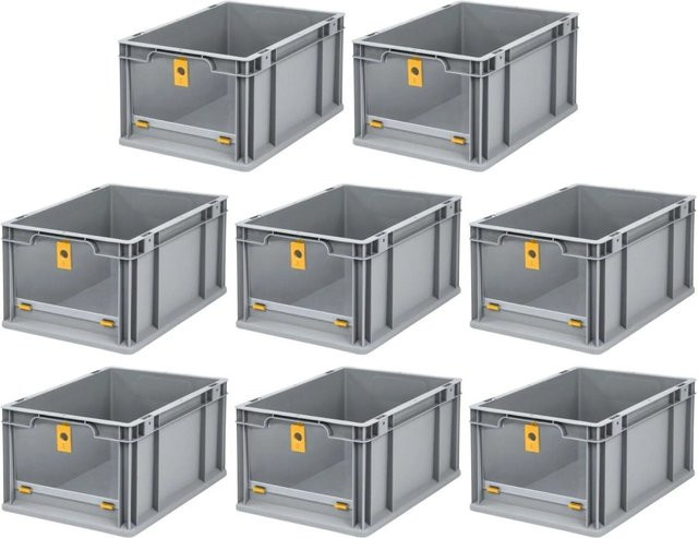 PROREGAL SuperSparSet 8x Eurobox NextGen Insight Cover Eurobehälter mit verstärkten Wänden, Gelb, H x B x T: 22 x 30 x 40 cm, 20 Liter - Bild 1
