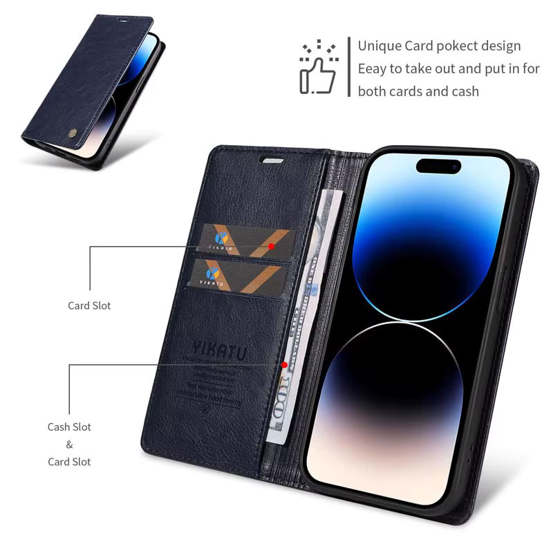 Leder Flip Wallet Hülle für Honor X9A X9B X9C X7A X7B X7C X6A X6B X6C X8A X8B X8C X5B X5C Plus X6 X7 X8 X9 in Blau - Bild 2