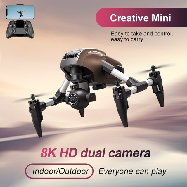 Tccicadas Mini 8K FPV Drohne mit WIFI, 2,4G Fernbedienung, Optischem Fluss und Höhe Halten, Schwarz - Bild 1