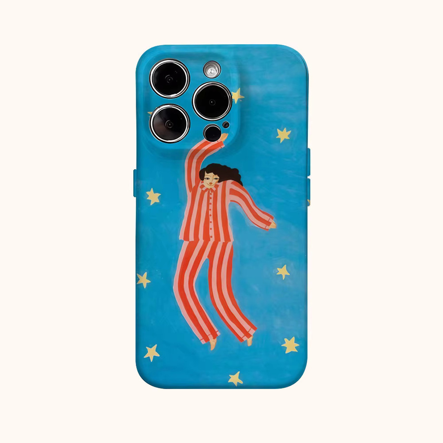 Potdemiel Handyhülle Blaue Pyjamas Star Girl für iPhone 11 bis iPhone 16 Pro Max Plus mit doppelschichtiger Rückseite - Bild 2