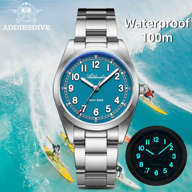 ADDIESDIVE Armbanduhr, Quarz, Edelstahl, Saphirglas, Blau, Herren - Bild 1