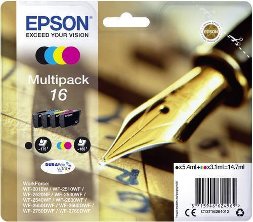 Epson Original Tintenpatronen 16 Multipack CMYK Schwarz, Cyan, Magenta, Gelb C13T16264012 - Bild 1