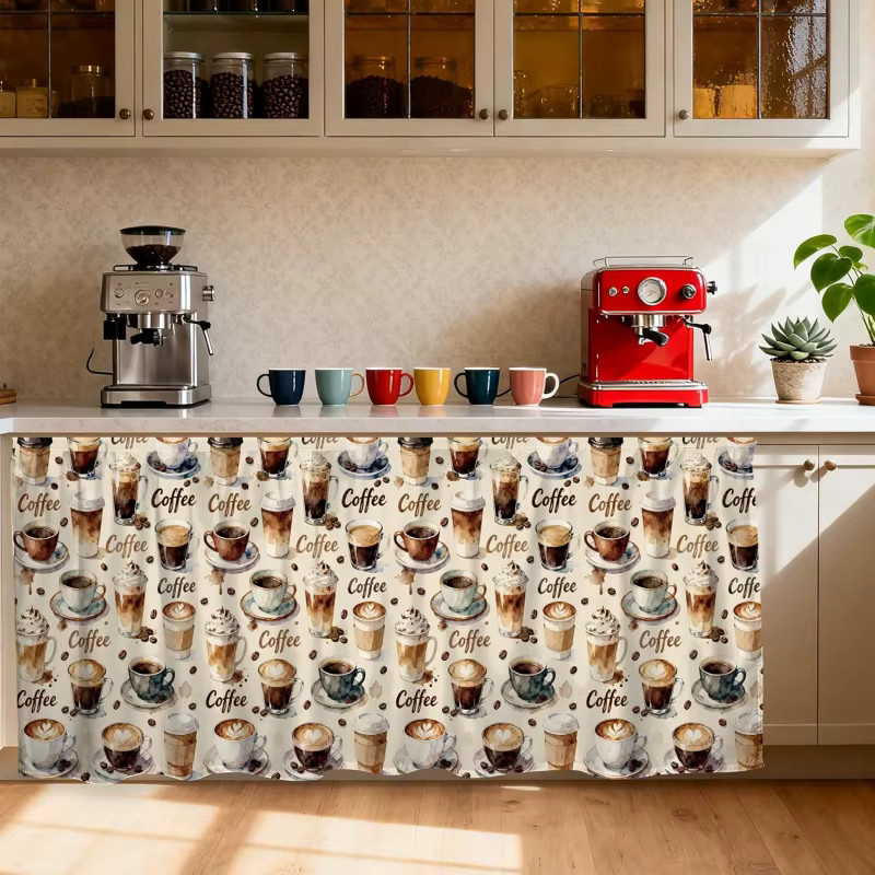 VIKAMA Retro Kaffee Abdeckvorhang in Multicolour als winddichter Staubschutz und dekorative Schrankabdeckung - Bild 3