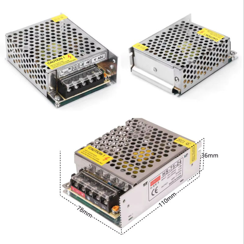 HONGPOE Schaltnetzteil DC 12V SMPS Quellenadapter für LED-Streifen und CCTV in Silber - Bild 2