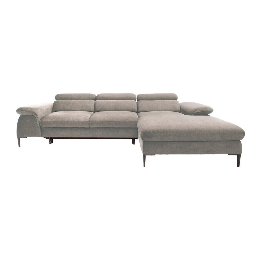 Schlafsofa Sepina von Vente-unique in Taupe mit Samtbezug und L-Form - Bild 2