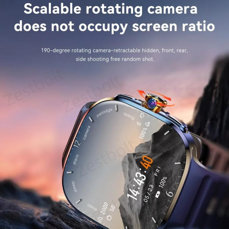 M99 5G Smartwatch mit 2,4 Zoll Amoled Display, Android, Drehkamera, SIM-Kartenslot und WLAN, Schwarz - Bild 5