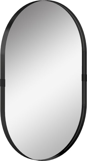 HOMCOM Wandspiegel aus gehärtetem Glas mit Aluminiumrahmen in Schwarz, Rechteckig, Breite: 60 cm, Höhe: 90 cm - Bild 1