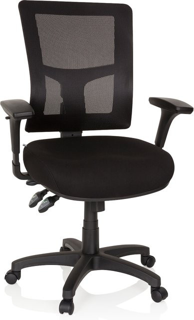 hjh OFFICE Profi Chefsessel IMPACT PRO in Schwarz mit Armlehnen aus Stoff und Netzstoff, höhenverstellbar - Bild 1