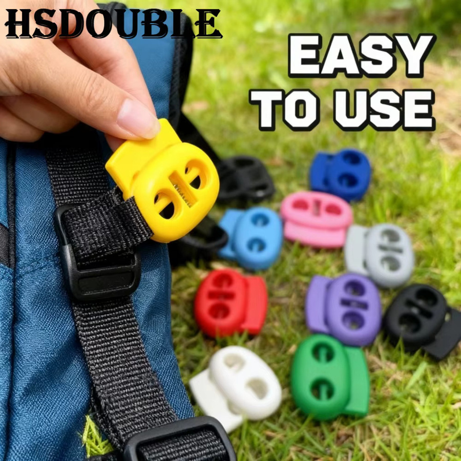 12 Stück HSDOUBLE Kordelverschluss-Stopper aus Kunststoff in Schwarz als Knebelclip und Blockhalter für Kordelzug, Lanyards und Paracord-Seile - Bild 5