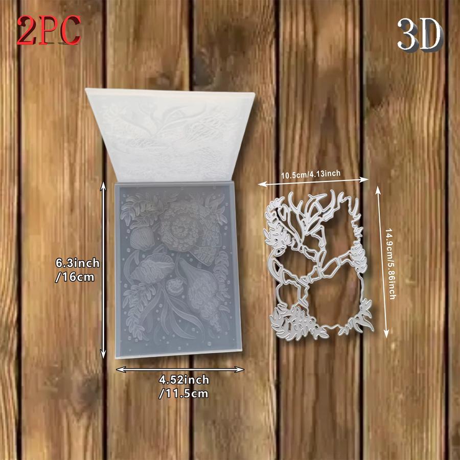 3D-geprägter Ordner mit Blumenmotiv Exquisite Muschel- und Algenschnitzerei aus Kunststoff für DIY-Kunsthandwerk - Bild 3