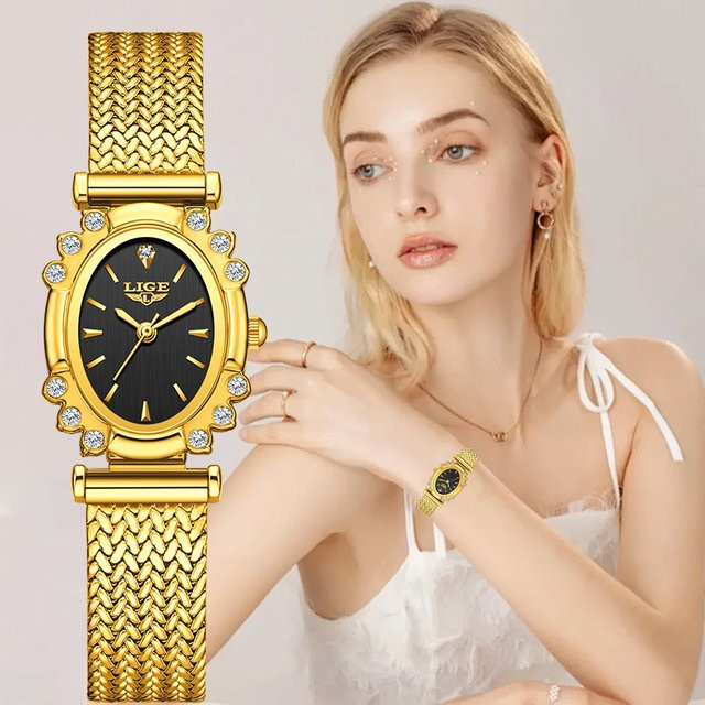 LIGE Armbanduhr Quarz, Gold, Diamant, Damen - Bild 1