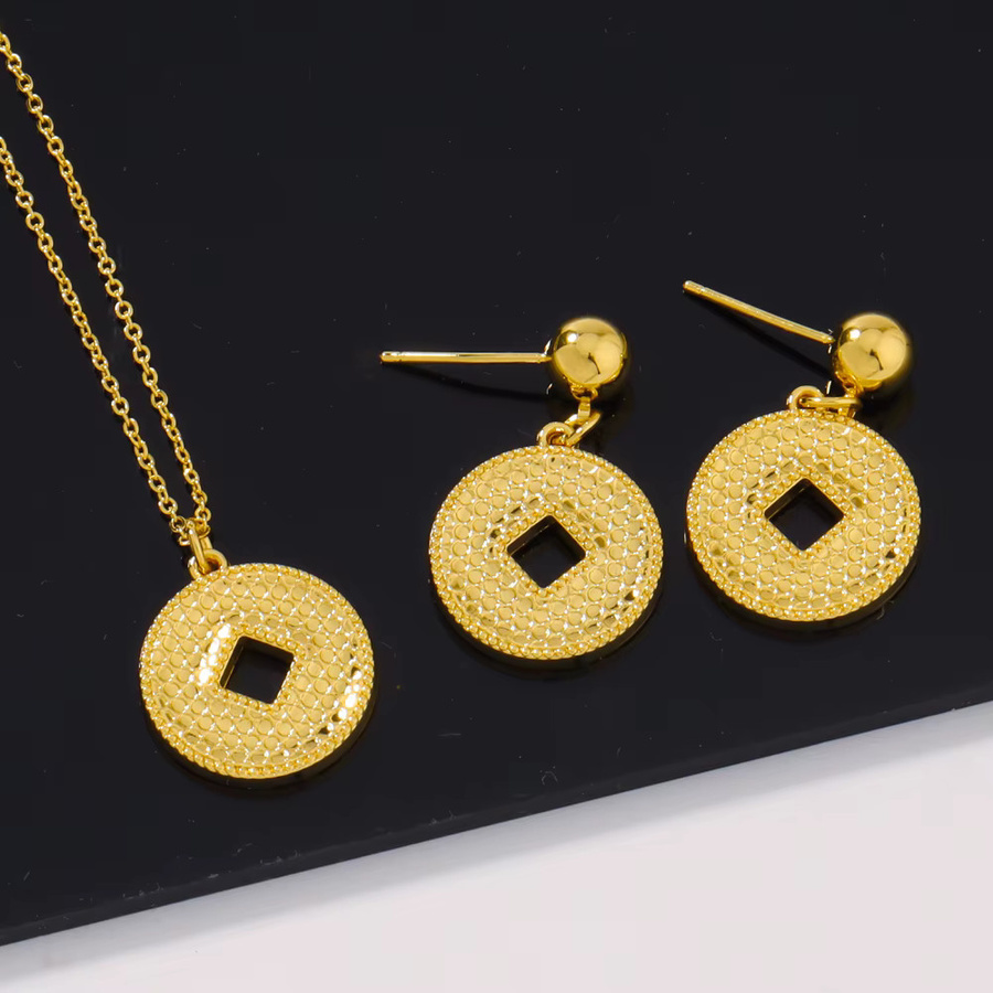 Schmuckset YM, Anhänger-Halskette, Ohrringe, Goldfarben, Damen - Bild 2