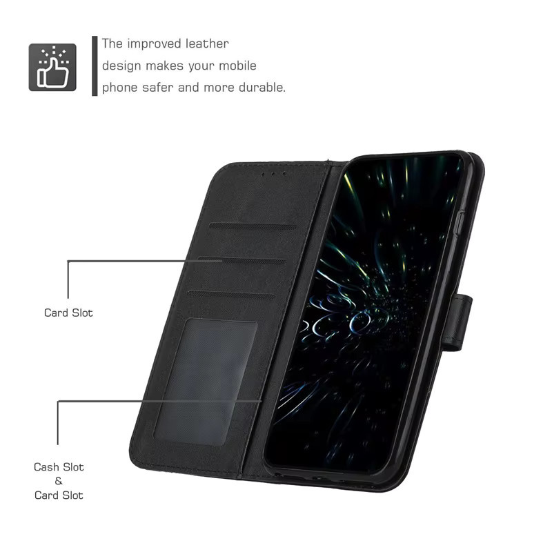 Coatuncle Flip Wallet Book Cover Leder Schutzhülle für Motorola MOTO Edge 60, Edge 50 Fusion, Pro 40 Neo Ultra in Schwarz - Bild 2