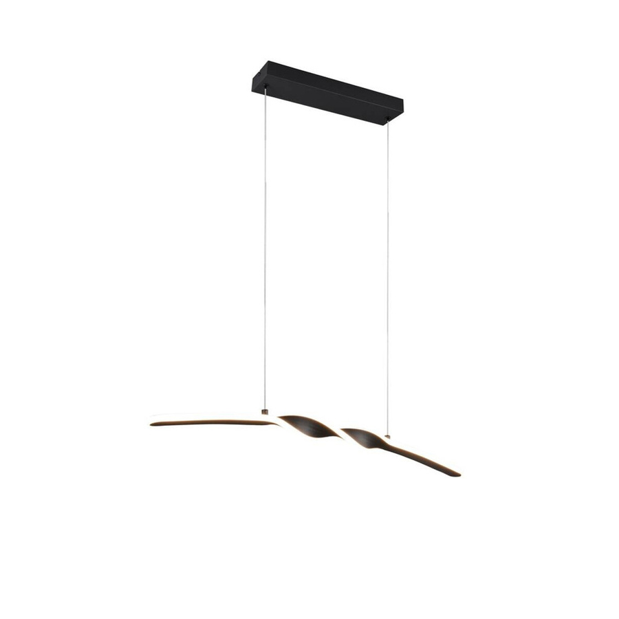 Reality LED Pendelleuchte Ginko in Mattschwarz aus Metall, B: 79 cm, H: 15 cm, T: 9 cm - Bild 1