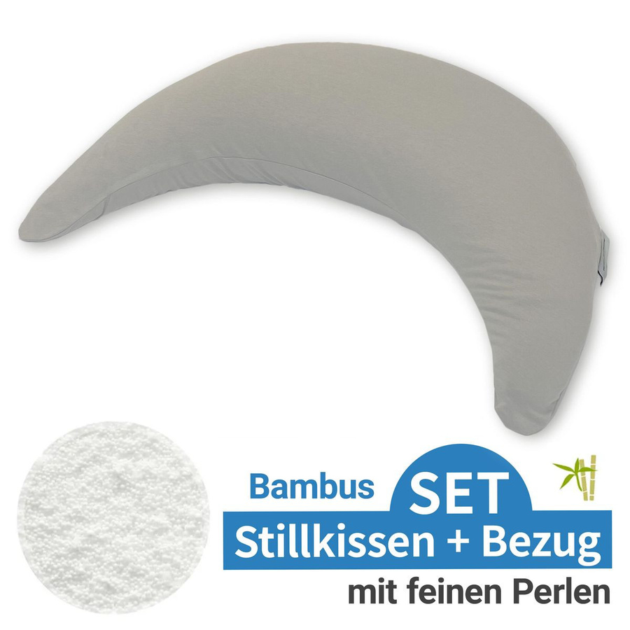 Theraline Stillkissen Der Bambusmond mit Perlen-Füllung und Bamboo-Bezug, Lehmgrau, Breite: 140 cm - Bild 1