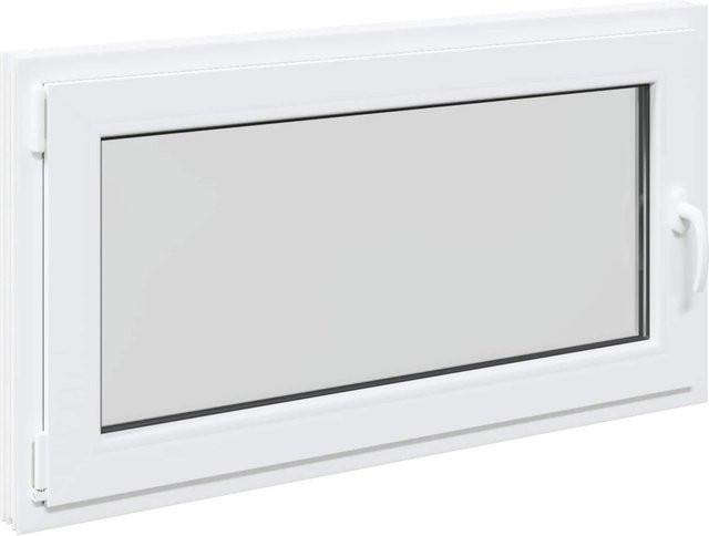 vidaXL Kellerfenster RISOR Weiß, B: 110 cm, H: 70 cm, aus PVC und Glas mit Kipp-Dreh-Funktion - Bild 1