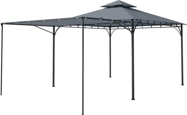 Outsunny Gartenpavillon Dunkelgrau mit ausziehbarem Dachüberstand und Doppeldach, B/T: 3,2 x 3,2 m - Bild 1