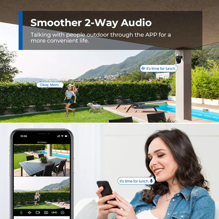 ANBIUX 8MP 4K PTZ WiFi Außenkamera mit Dual-Objektiv, Dual-Screen, AI Human Detect und Auto Tracking via iCSee App - Bild 2
