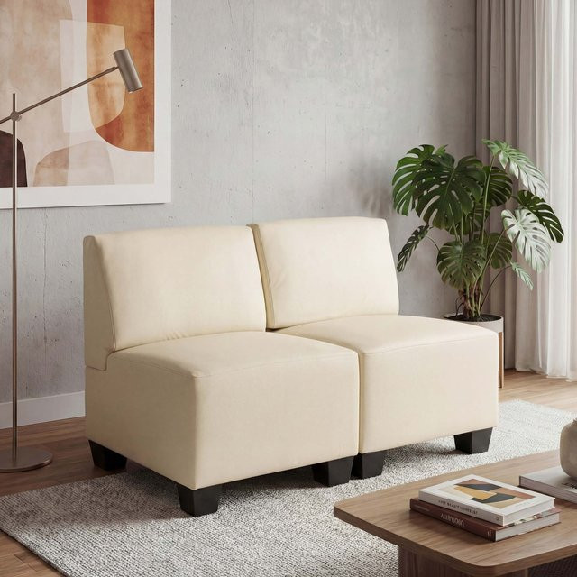 MCW Moncalieri Modular 2-Sitzer Sofa aus Kunstleder in Beige ohne Armlehnen - Bild 1