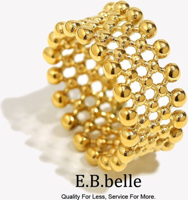 E.B.belle Ring, 18 Karat vergoldet, Edelstahl, Unisex - Bild 1