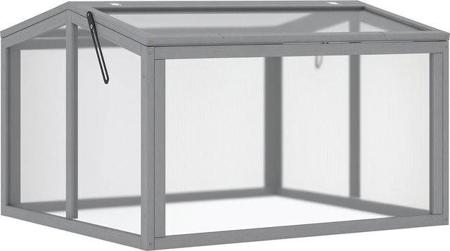 Outsunny Frühbeet aus Holz und Polycarbonat mit Abdeckung in Hellgrau, B/T/H: 90 x 80 x 58 cm - Bild 1