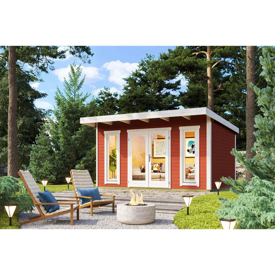 Lasita Blockbohlenhaus Sicily Gartenhaus mit Flachdach in Schwedenrot lasiert B/H/T: 430 x 228 x 440 cm - Bild 3