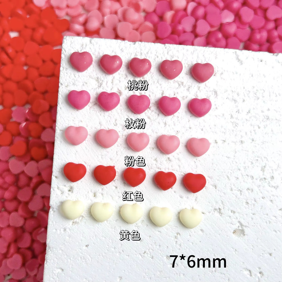 60 Stück Nagel Charms, Pfirsich Herz, Rosa, 3D Harz Nail Art Dekorationen - Bild 2
